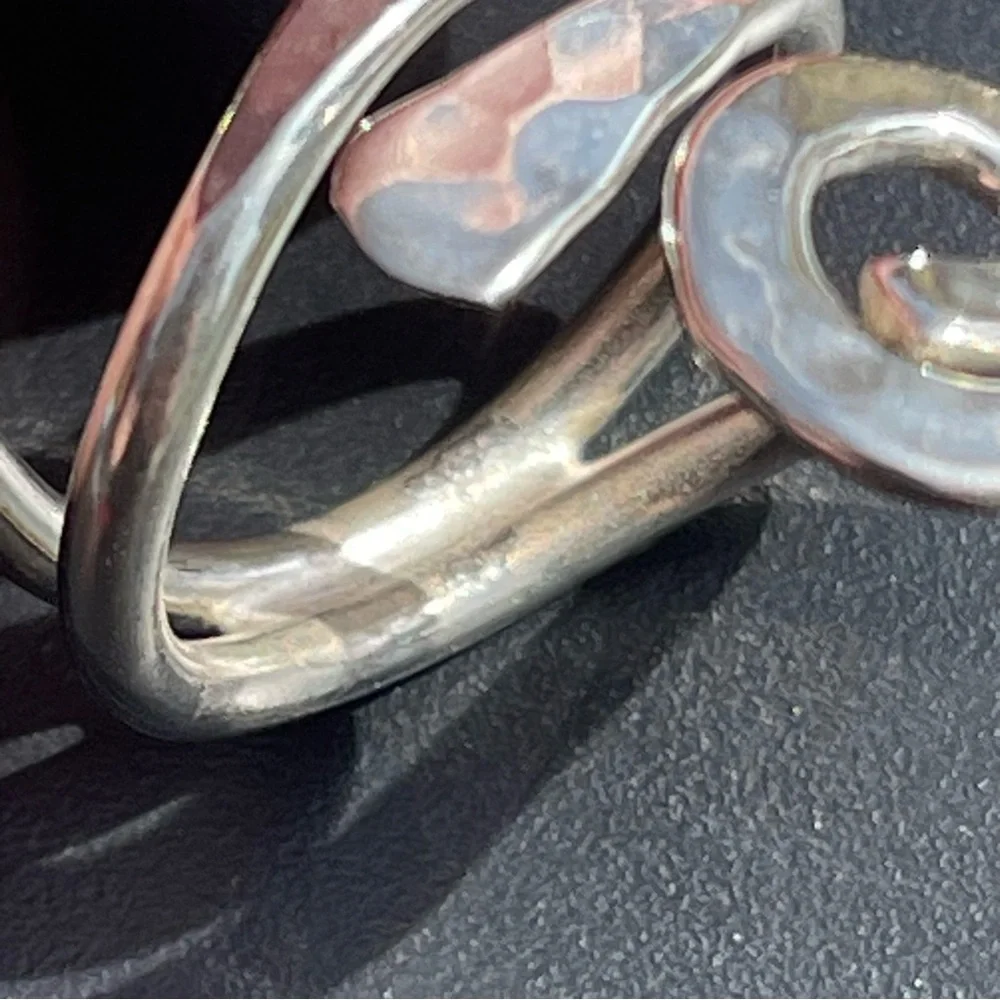 Handmade‎ 925 Sterling Silver Hammered Swirl Statement Ring — SZ 6.5 to 7.5